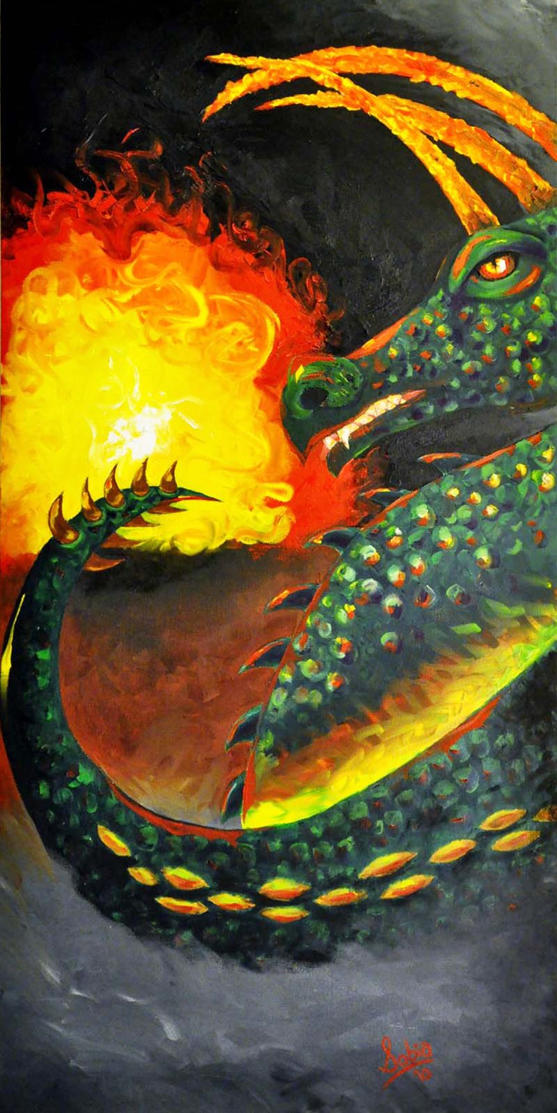 Sobia Shuaib Dragon Fire 18" x 36"