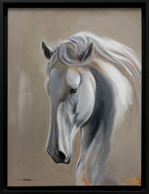 Sobia Shuaib - Le Cheval Blanc 18x24 framed