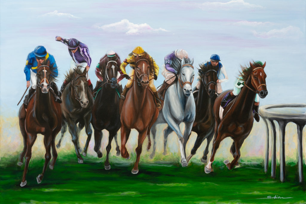 7 Racehorses — commission 24×36