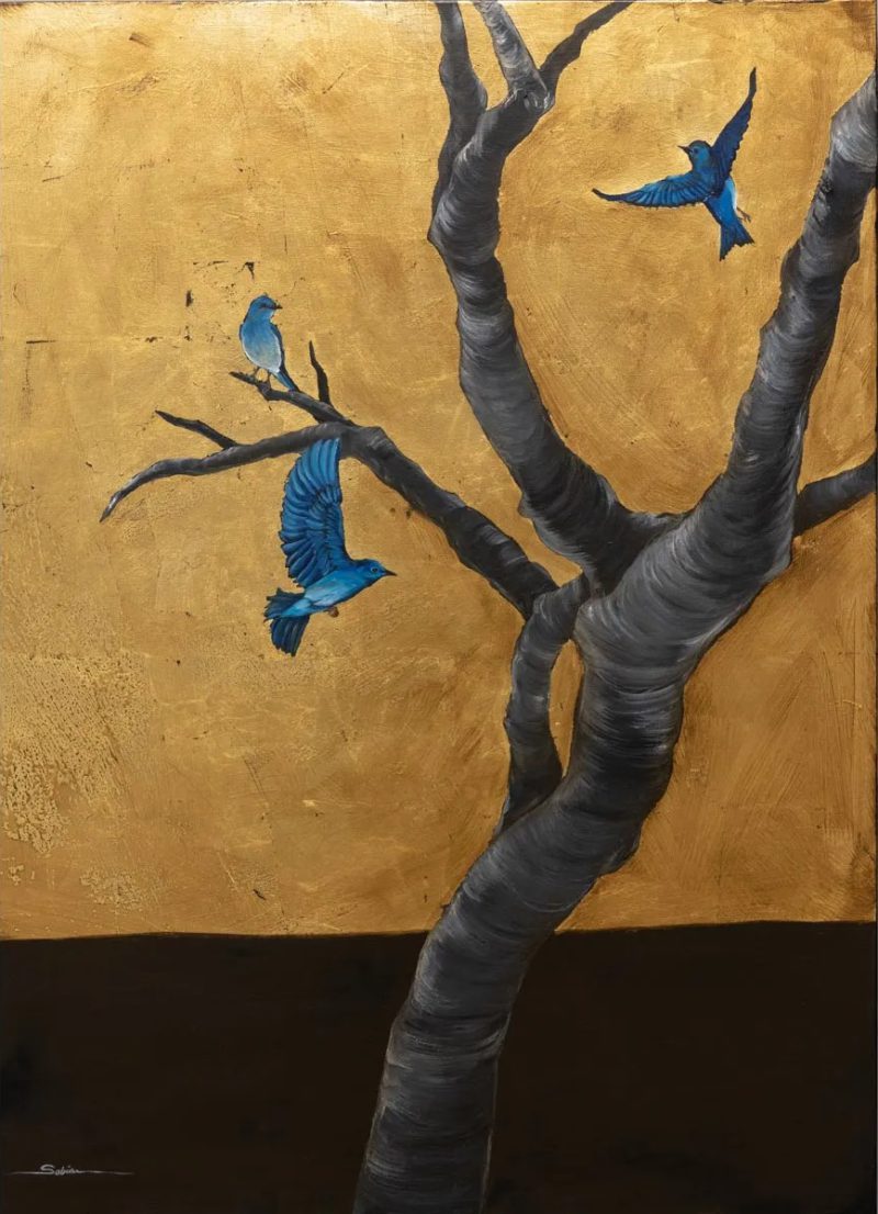 Sobia Shuaib - Mountain Bluebirds 30x40
